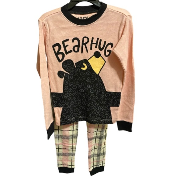 Lazy One Other - Lazy One Bear Hug Kids Pajamas - Pink & Black NWT size 6